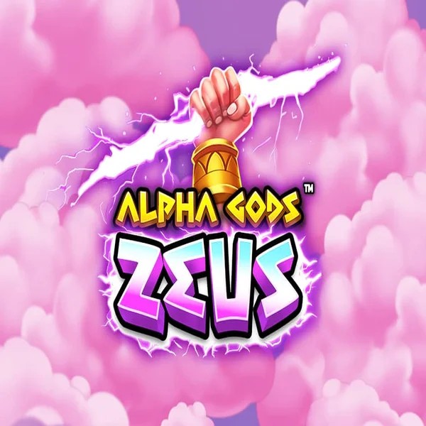 Alpha Gods Zeus slot logo by PearFiction Studios at Stake Casino