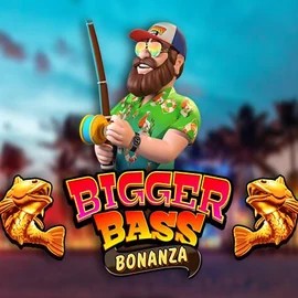 Bigger Bass Bonanza slot logo by Pragmatic Play at Stake Casino